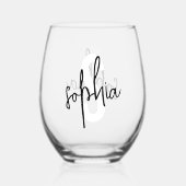モノグラム署名スクリプト ステムなしワイングラス (正面)