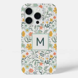 モノグラム美しい植物花柄 iPhone 15 PROケース