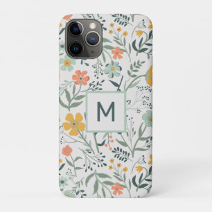 モノグラム美しい植物花柄 iPhone 11 PROケース