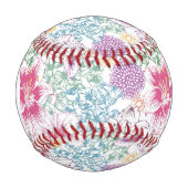 モノグラム美しい模様とカラフルの花 野球ボール (正面)