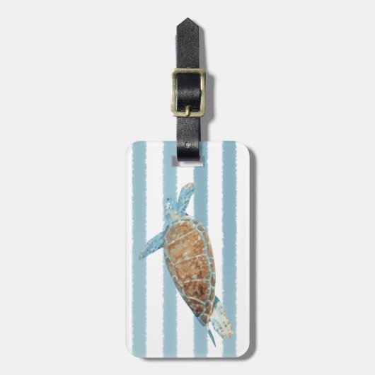 モノグラム美しい絵を描海亀 ラゲッジタグ (正面縦)