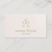 モノグラム美容師はさみ赤面ピンクレザー 名刺 (正面)