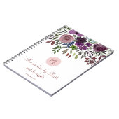 モノグラム聖書 ワインレッド 水彩花柄  ノートブック (左側)