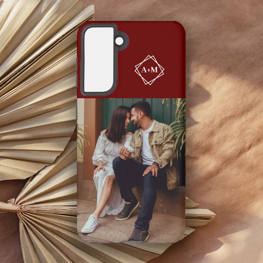 モノグラム自分の写真を追加する緑の色ブロックSa Samsung Galaxyケース