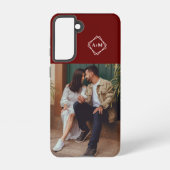 モノグラム自分の写真を追加する緑の色ブロックSa Samsung Galaxyケース (裏面)