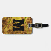 モノグラム自然イエローおよび茶色の葉のマクロイメージ ラゲッジタグ (正面横)