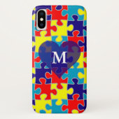 モノグラム自閉症啓発 アスペルガー パズル模様 Case-Mate iPhoneケース (裏面)