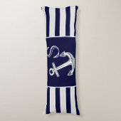 モノグラム航海のいかりグレイ前面ホワイトバック ボディピロー (正面縦)