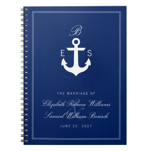 モノグラム航海のいかりダーク結婚ズ手帳 ノートブック (正面)