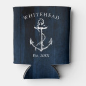 モノグラム航海のいかりネイビーブルーウッド 缶クーラー (正面)