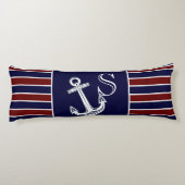 モノグラム航海のいかりネイビーブルーマルーンストライプの ボディピロー (裏面)