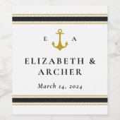 モノグラム航海のの黒結婚金ゴールドワインラベル ワインラベル (シングルラベル)