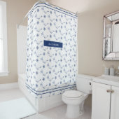 モノグラム航海のクジラとタコ海軍ホワイト シャワーカーテン (インサイチュ)