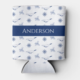 モノグラム航海のクジラとタコ海軍ホワイト 缶クーラー