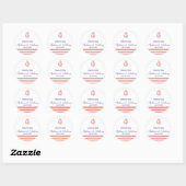 モノグラム航海のコーラルピンクとネイビー結婚ブルー ラウンドシール (シート)