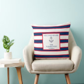 モノグラム航海のストライプブルーネイビーホワイトレッド クッション (椅子)