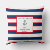 モノグラム航海のストライプブルーネイビーホワイトレッド クッション (裏面)