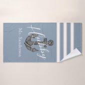 モノグラム航海のダスティブルーブルーフローラいかりビーチ バスタオル (バスタオル)