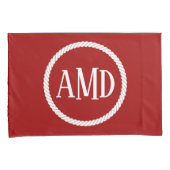 モノグラム航海のダークレッドホワイトロープサークル 枕カバー (正面右)