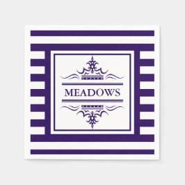 モノグラム航海のネイビエレガントーブルー紙ナプキンス スタンダードカクテルナプキン