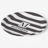 モノグラム航海のネイビーストライプブルー家族の名前 ペーパープレート (アングル)