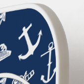 モノグラム航海のネイビーブルーいかりパターン ピックルボールラケット (左詳細)