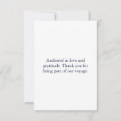 モノグラム航海のネイビーブルーいかり結婚ズ サンキューカード (裏面)