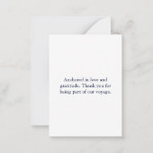 モノグラム航海のネイビーブルーいかり結婚ズ ノートカード (裏面)