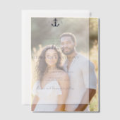 モノグラム航海のネイビーブルーいかり結婚ズ ベラム紙招待状 (オフセット (カップル))