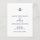 モノグラム航海のネイビーブルーいかり結婚ズ 案内ポストカード (正面)