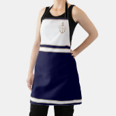 モノグラム航海のネイビーブルーいかり エプロン (インサイチュ)