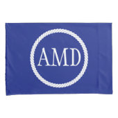 モノグラム航海のネイビーブルーホワイトサークル 枕カバー (正面右)