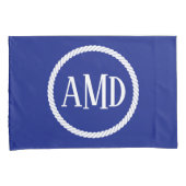 モノグラム航海のネイビーブルーホワイトロープサークル 枕カバー (正面右)