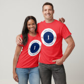 モノグラム航海のネイビーブルーレッドいかりサークル Tシャツ (ユニセックス)