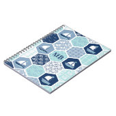 モノグラム航海のボートブルーパーソナライズされた ノートブック (左側)