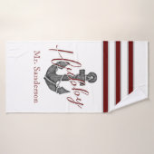 モノグラム航海のマルーンレッドフローラいかり バスタオル (バスタオル)