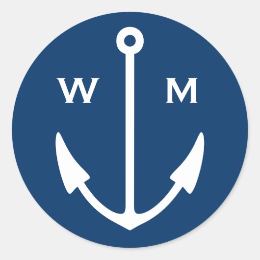 モノグラム航海の付きいかりシール ラウンドシール (正面)