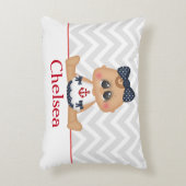 モノグラム航海の付き可愛いベビーガール アクセントクッション (正面(垂直))