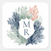 モノグラム航海の海ビーチマリーン結婚ズ スクエアシール (正面)