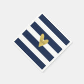 モノグラム航海の金ゴールド結婚ハート紙ナプキン スタンダードカクテルナプキン (角)