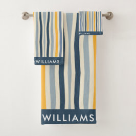 モノグラム色の線エレガントスタイリッシュ バスタオルセット