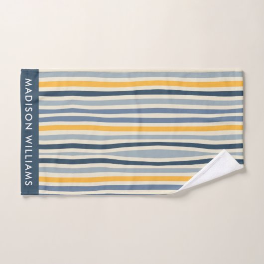 モノグラム色の線エレガントスタイリッシュ バスタオルセット (ハンドタオル)