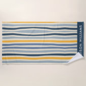 モノグラム色の線エレガントスタイリッシュ ビーチタオル (正面)