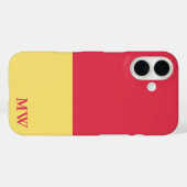 モノグラム色ブロック濃いピンクと黄色 Case-Mate iPhoneケース (裏面 (横))