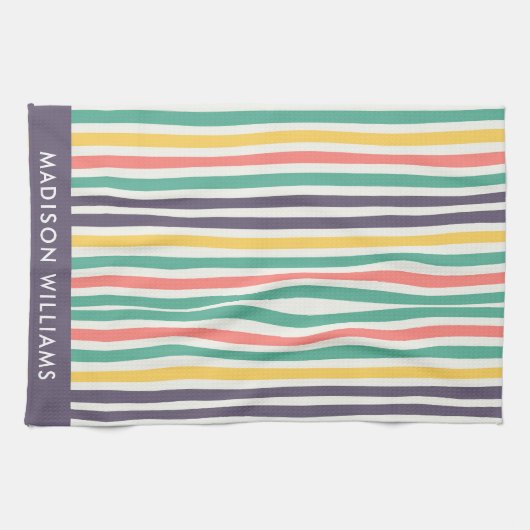 モノグラム色ラインエレガントキッスタイリッシュチンT キッチンタオル (横)