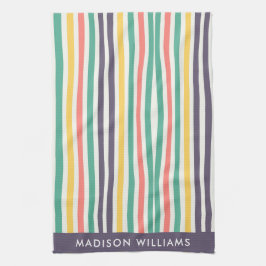 モノグラム色ラインエレガントキッスタイリッシュチンT キッチンタオル