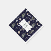 モノグラム花とシダ離れフローラ植物学 スタンダードカクテルナプキン (角)