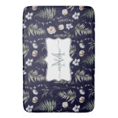 モノグラム花とシダ離れフローラ植物学 バスマット (正面縦)