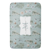 モノグラム花とシダ離れフローラ植物学 バスマット (正面縦)