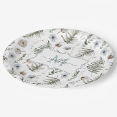 モノグラム花とシダ離れフローラ植物学 ペーパープレート (アングル)